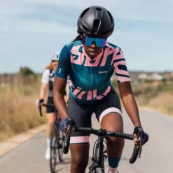 Maglia Santini Karma Logo Manica Corta Turchese Rosa Donna - Classic Fit -Santini st 3s940l75ckarmalogo te 004