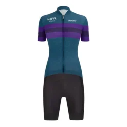 Completo Santini Nova Eroica Opera Full Zip Gravel Blu Nero Donna