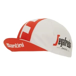 Santini Cappellino Trek-Segafredo 2022 Fan Line Bianco Rosso -Santini st re460cot22ts rs 005