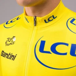 Santini Maglia Gialla Tour De France 2022 Leader Classifica Generale Fun Line Manica Corta - Classic Fit -Santini tf94075r22tdflder prs 01